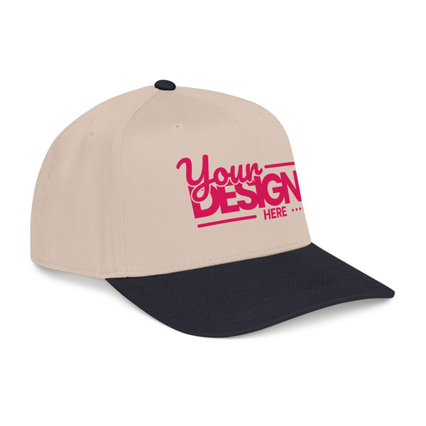 Custom Structured Baseball Cap – Personalized 5-Panel Snapback with Embroidered or Printed Design, Mid-Profile Custom Logo Ha