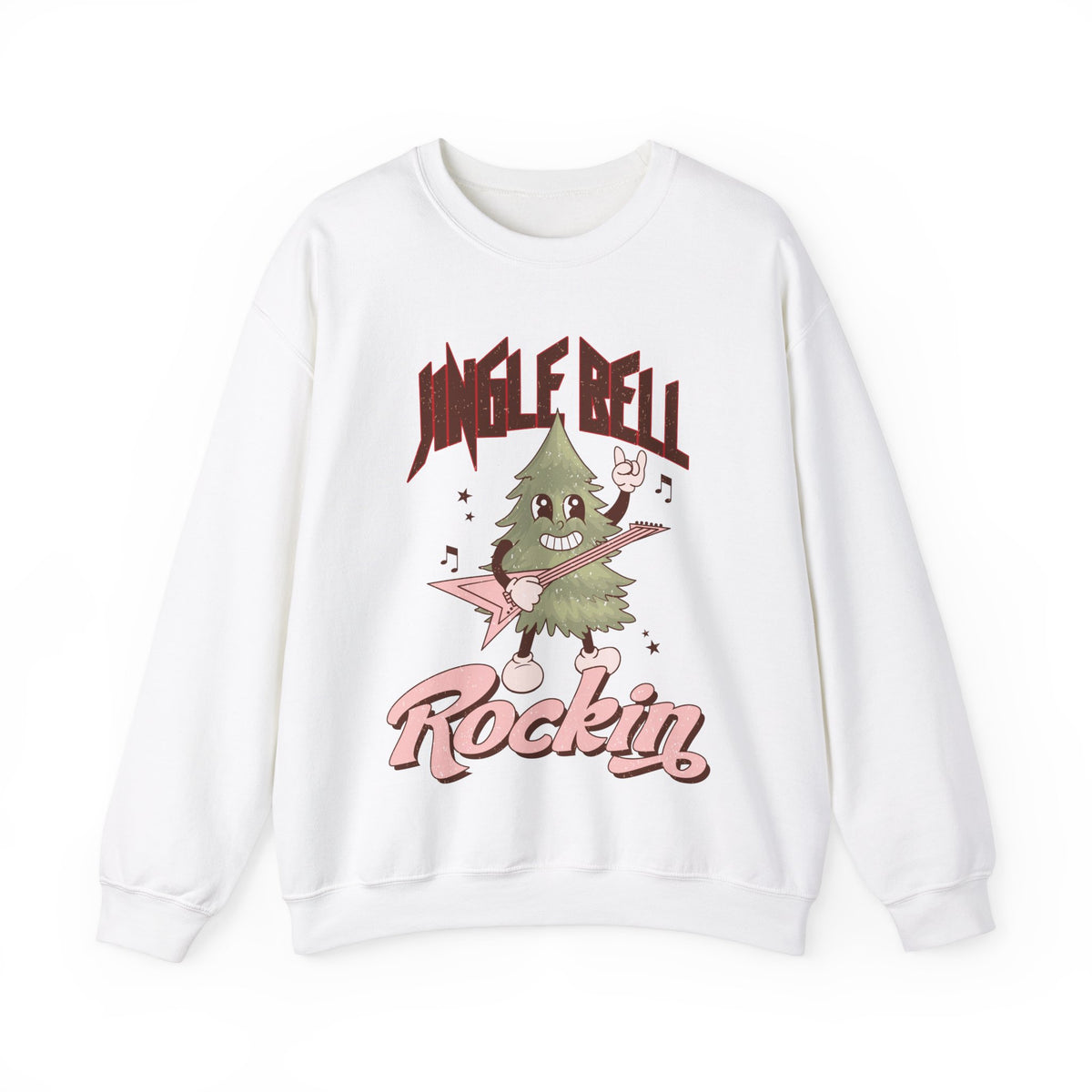 Jingle Bell Rockin' Crewneck Sweatshirt - Rock 'n' Roll Christmas Tree Christmas Sweater - Festive Fun