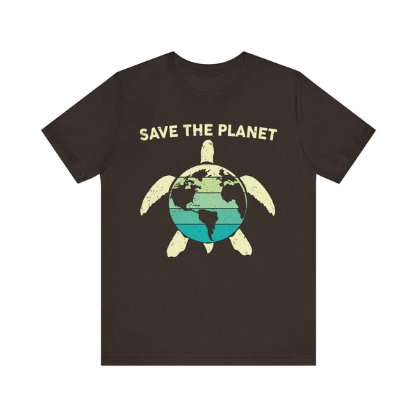 Save the Planet - Eco-Friendly Turtle Graphic Tee, Earth Conservation, Ocean Protection, Marine Life Awareness, Green