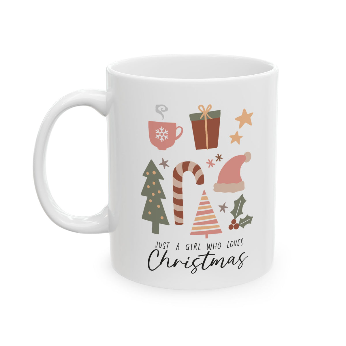 Christmas Coffee Mug — Cute Santa & Trees Holiday Ceramic Mug (11oz, 15oz)