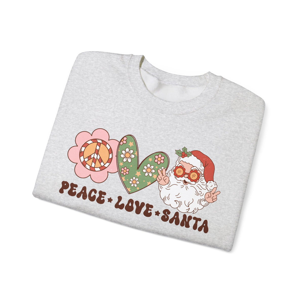 Peace Love Santa Crewneck Sweatshirt - Whimsical Santa Christmas Sweater - Holiday Spirit