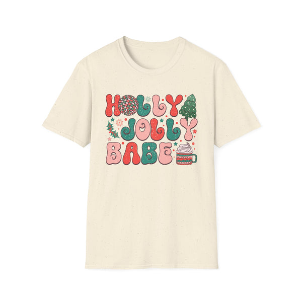 Holly Jolly Babe Christmas Cup Graphic Tee - Holiday Mug, Hot Cocoa, Funny Christmas Shirt, Christmas Vibes Tee