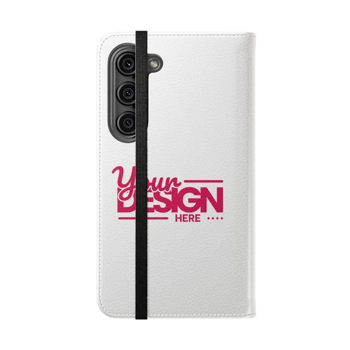 Customizable Flip Phone Wallet Case – ‘Your Design Here’ Folio Cover with Card Holder, Personalized Phone Case for Samsung