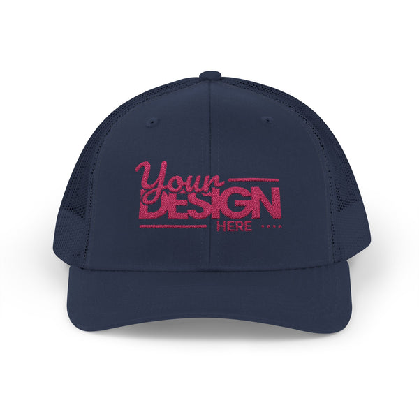 Sparkle Mesh Trucker Cap – Custom ‘Your Design Here’ Embroidered Snapback, Personalized Glitter Hat for Women & Events