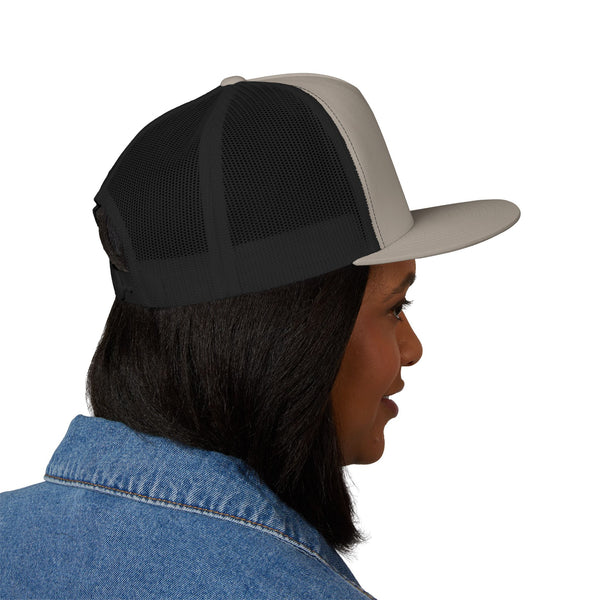Custom Five-Panel Trucker Hat – Personalized High-Profile Mesh Snapback, Custom Logo Flat Bill Cap for Men & Women