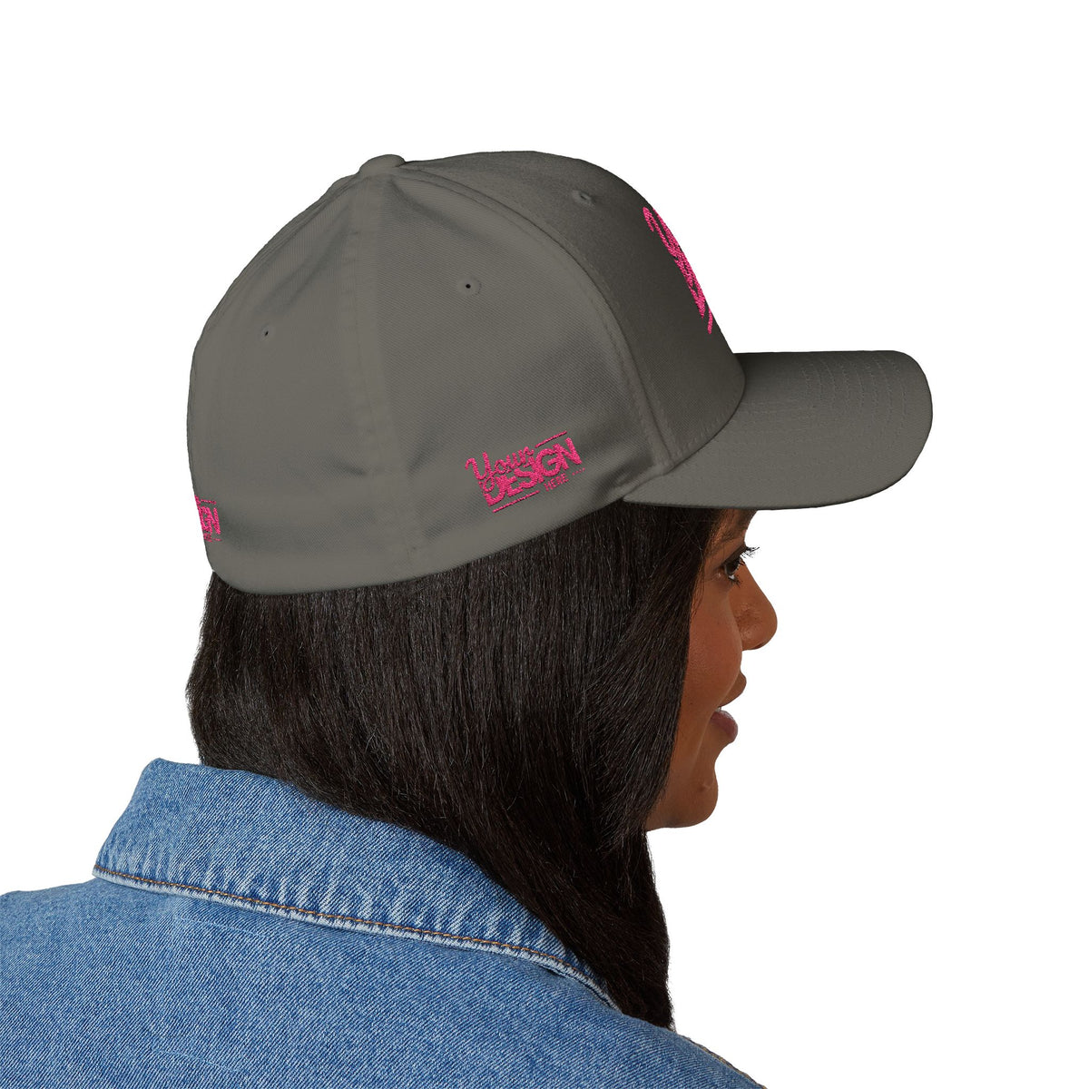 Embroidered ‘Your Design Here’ Structured Cap – Custom Logo Hat, Personalized Blank White Baseball Cap for Men & Women