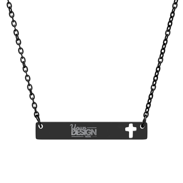 Engravable Cutout Cross Bar Necklace Pendant For Christian Faith by Printify