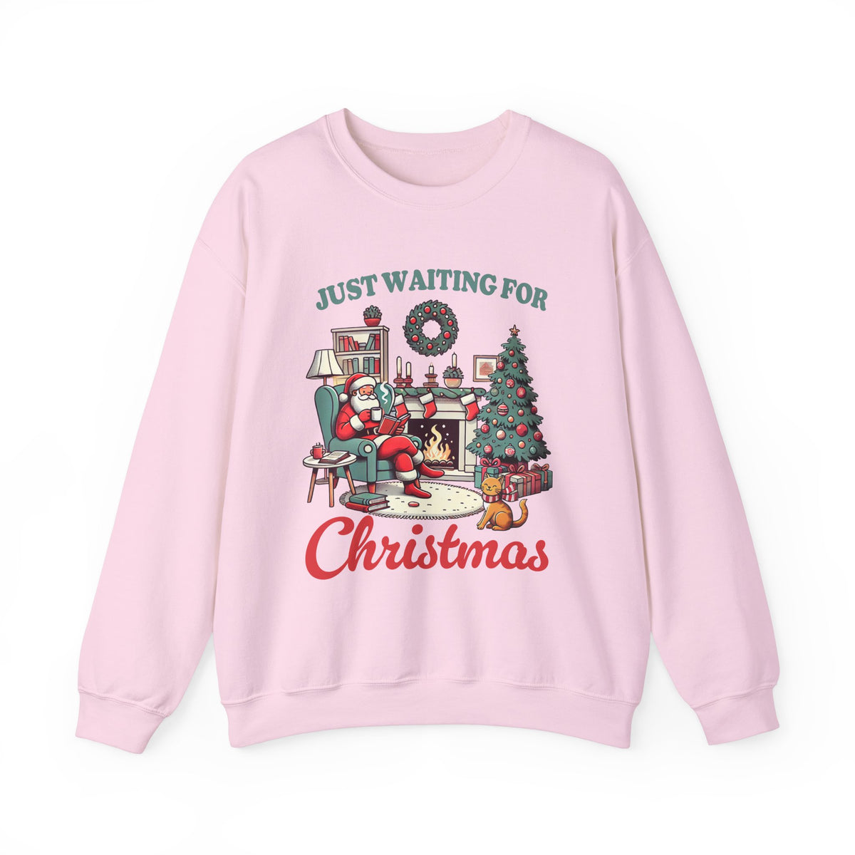 Just Waiting for Christmas" Santa Tee - Cozy Christmas T-Shirt for Book Lovers