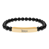 Unisex Engravable Natural Stone Bar Bracelet Stretch Beaded by Printify
