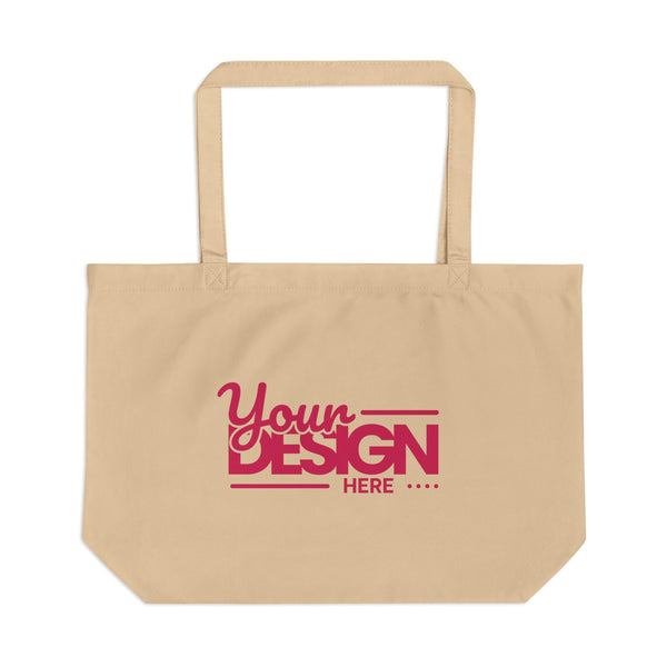 Large Eco Tote Bag – Custom ‘Your Design Here’ Canvas Market Tote, Personalized Reusable Shopping Bag for Everyday Use