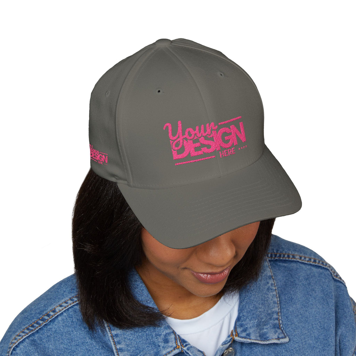 Embroidered ‘Your Design Here’ Structured Cap – Custom Logo Hat, Personalized Blank White Baseball Cap for Men & Women