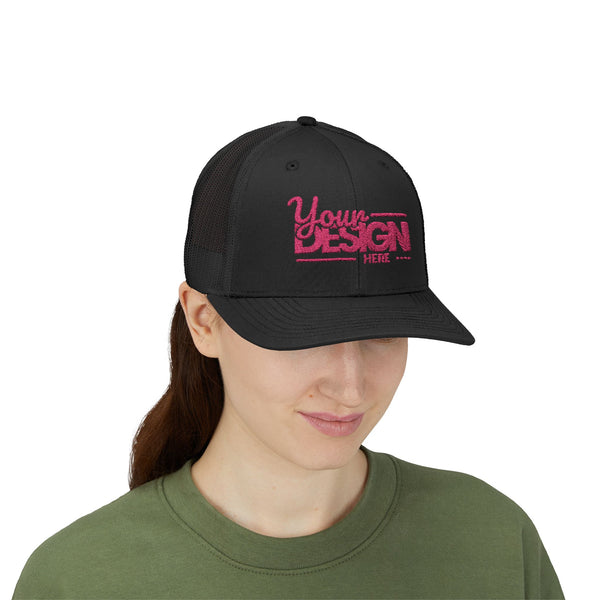 Sparkle Mesh Trucker Cap – Custom ‘Your Design Here’ Embroidered Snapback, Personalized Glitter Hat for Women & Events