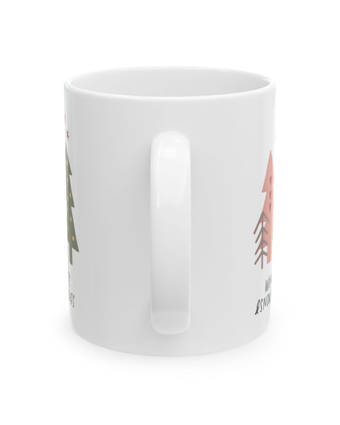 Christmas Tree Ceramic Mug — 'Winter Wishes & Snowy Kisses' Holiday Coffee Cup (11oz/15oz)