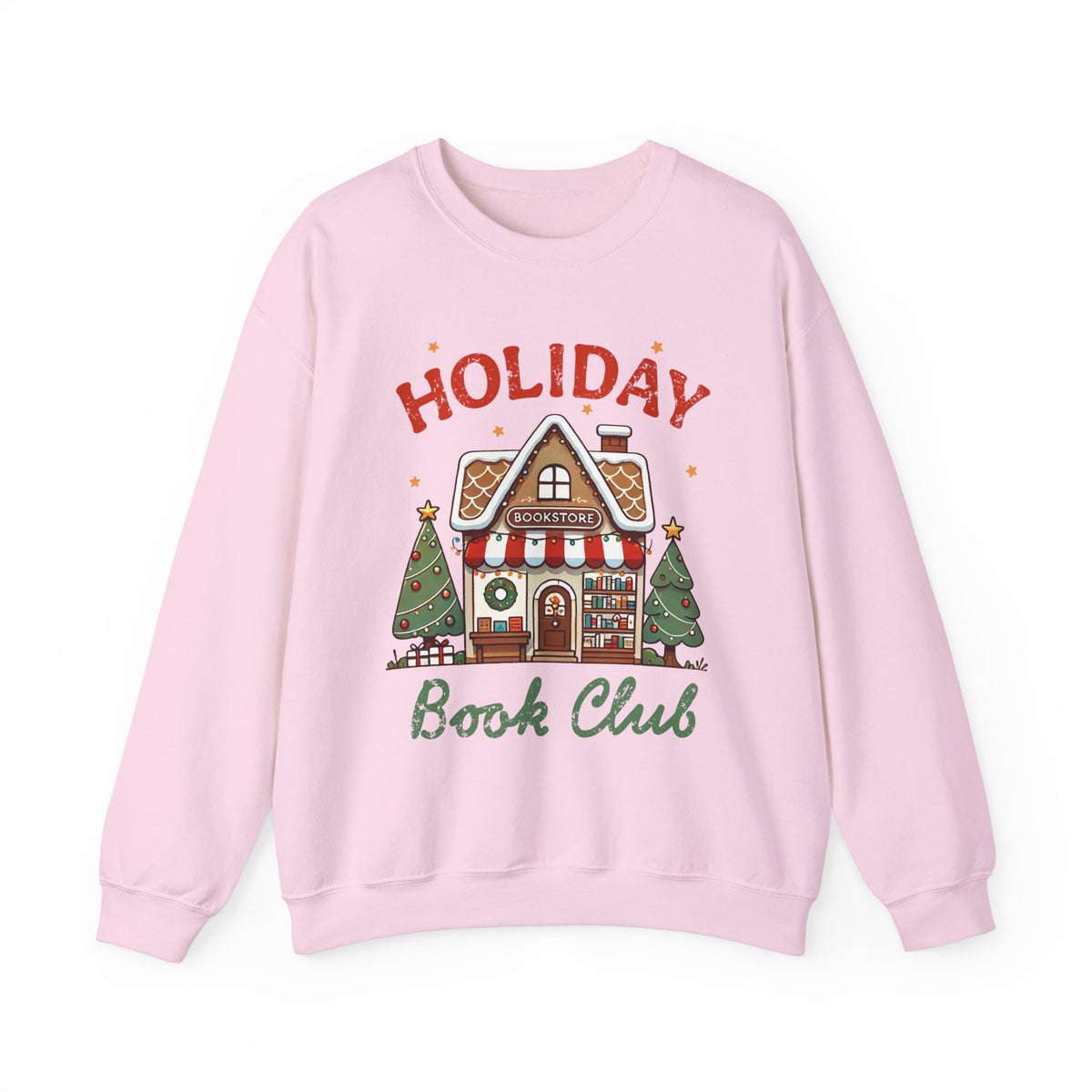 Holiday Book Club" Christmas Sweatshirt - Cute Bookstore Graphic Sweater for Readers