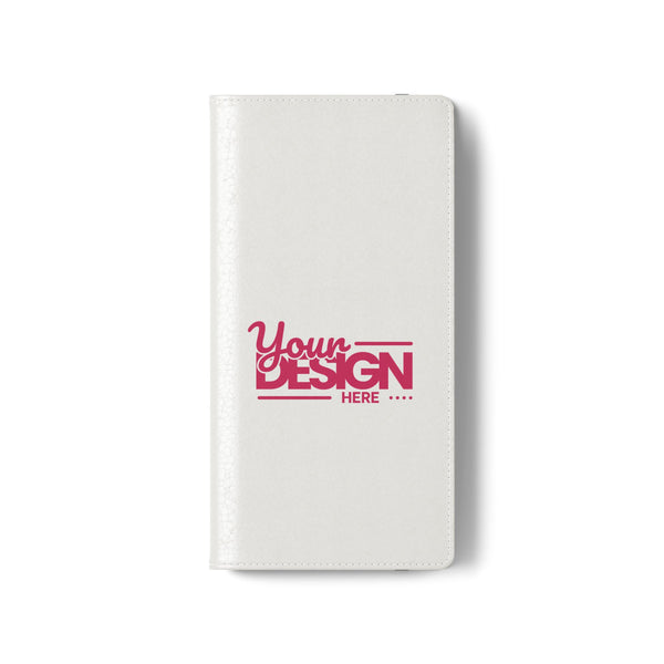 Customizable Flip Phone Wallet Case – ‘Your Design Here’ Folio Cover with Card Holder, Personalized Phone Case for Samsung