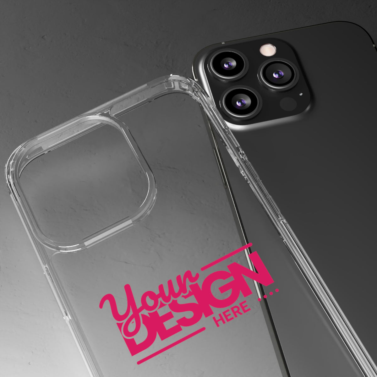 Clear Phone Case – Transparent Protective Cover with Custom Design (‘Your Design Here’), Personalized Case for iPhone