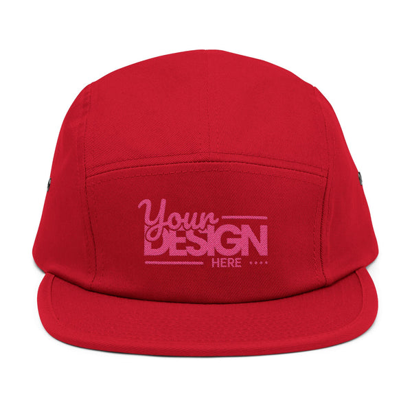 Custom Five-Panel Hat – Personalized Embroidered Cotton Cap, Low-Profile Streetwear Strapback with Front & Back Logo Design