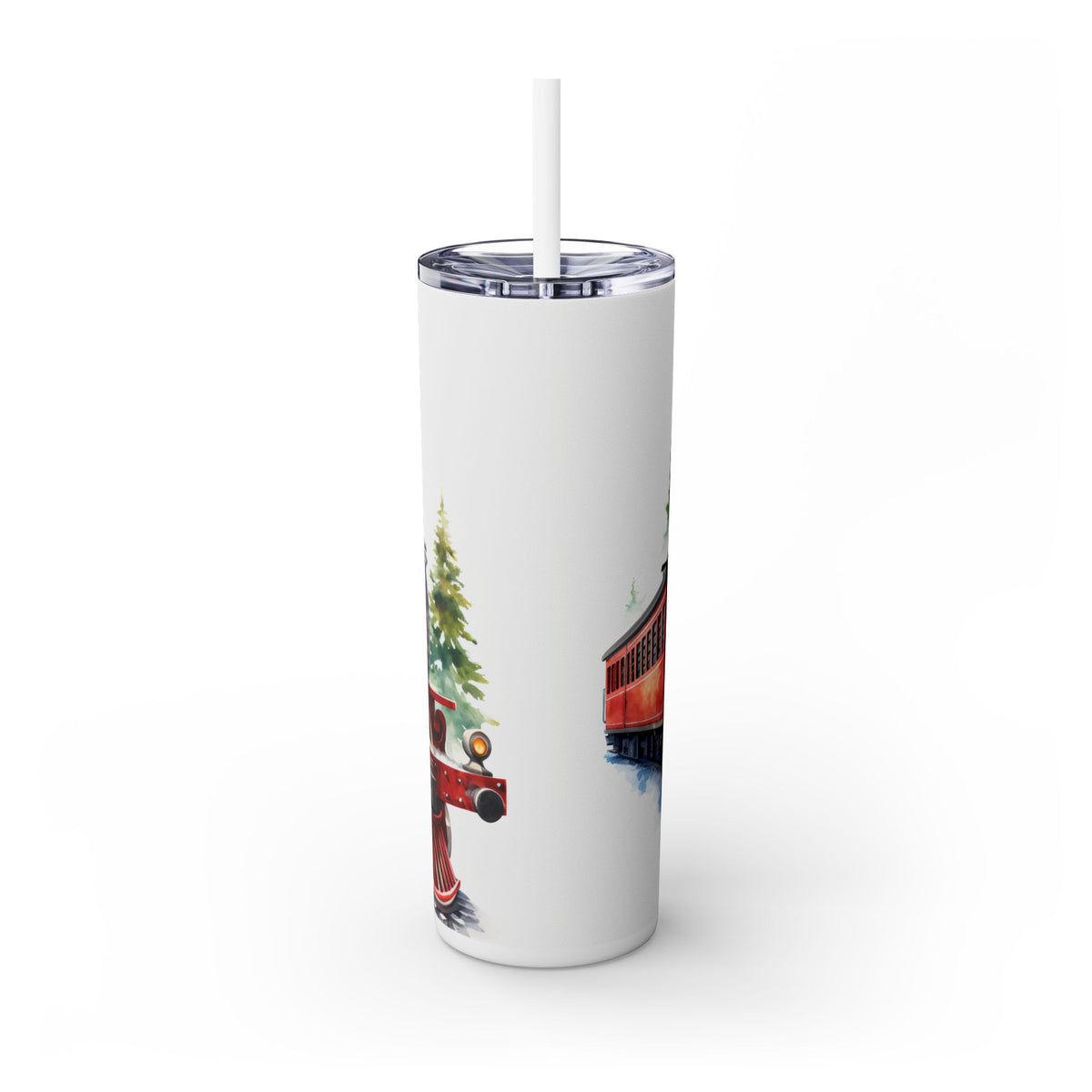 Classic Steam Train with Holiday Cheer - Snowy Christmas Train Travel Tumbler