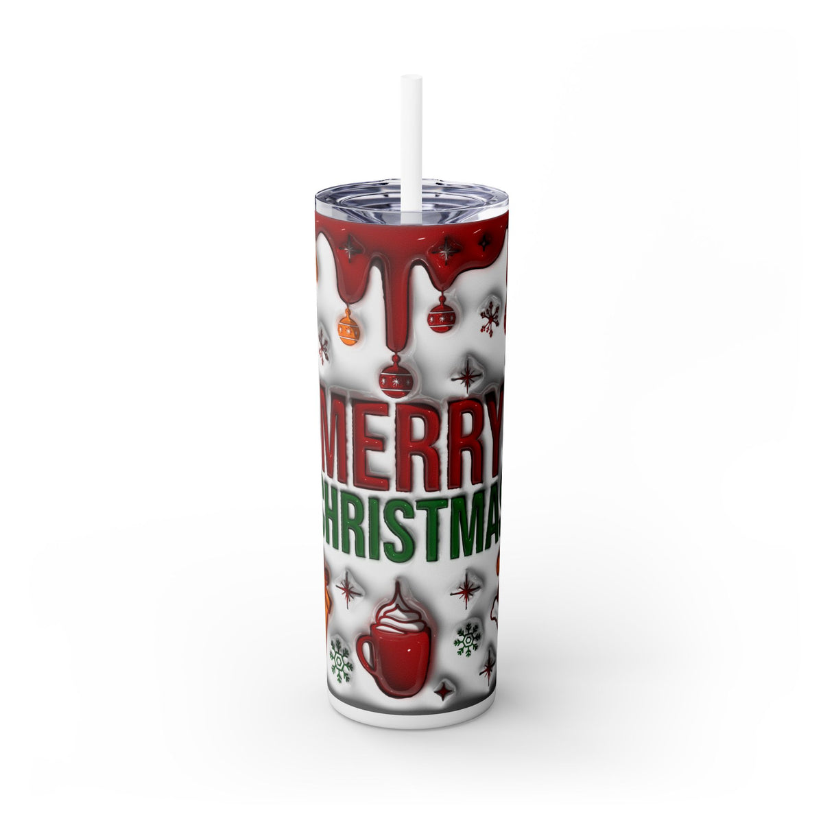 Merry Christmas Tumbler - Festive Holiday Decorations with Candy Canes, Snowflakes & More