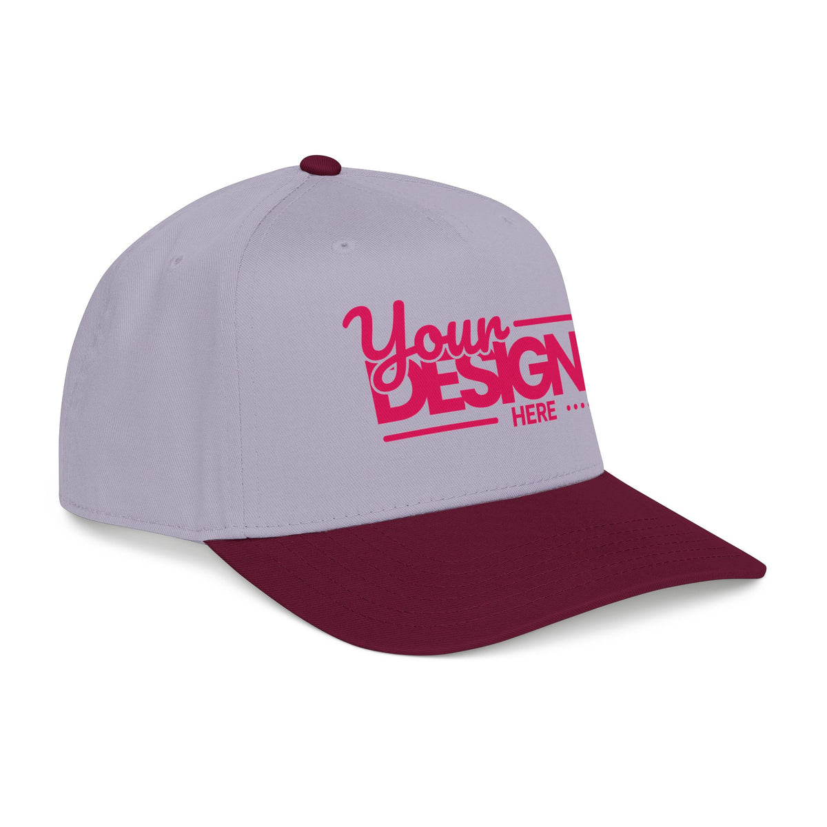 Custom Structured Baseball Cap – Personalized 5-Panel Snapback with Embroidered or Printed Design, Mid-Profile Custom Logo Ha