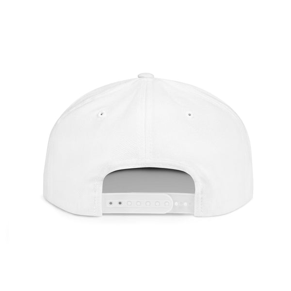 Snapback Hat – White Flat Bill Cap with Pink ‘Your Design Here’ Embroidery, Custom Logo Hat for Men & Women