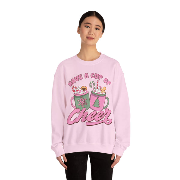 Have a Cup of Cheer Crewneck Sweatshirt - Hot Cocoa & Candy Canes Christmas Sweater - Holiday Fun