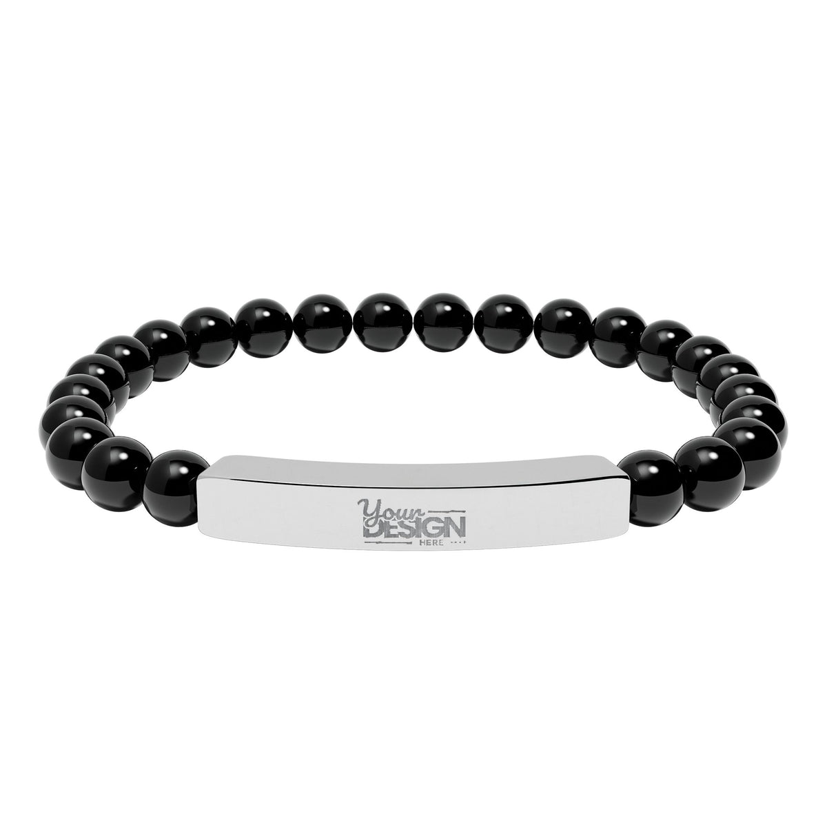 Unisex Engravable Natural Stone Bar Bracelet Stretch Beaded by Printify