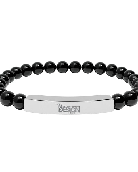 Unisex Engravable Natural Stone Bar Bracelet Stretch Beaded