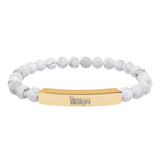 Unisex Engravable Natural Stone Bar Bracelet Stretch Beaded by Printify