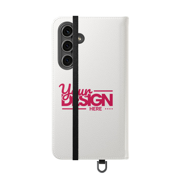 Customizable Flip Phone Wallet Case – ‘Your Design Here’ Folio Cover with Card Holder, Personalized Phone Case for Samsung