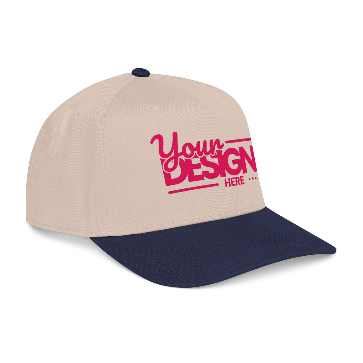 Custom Structured Baseball Cap – Personalized 5-Panel Snapback with Embroidered or Printed Design, Mid-Profile Custom Logo Ha