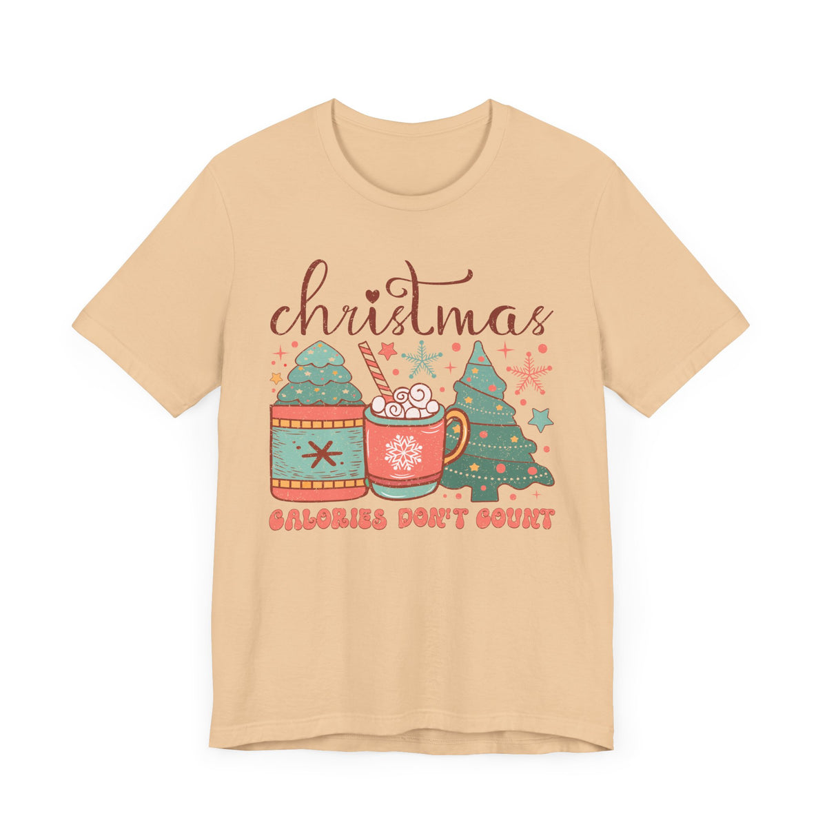 Christmas Calories Don’t Count T-shirt - Coffee & Christmas Tree Design