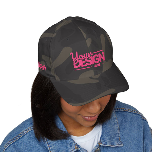 Embroidered ‘Your Design Here’ Structured Cap – Custom Logo Hat, Personalized Blank White Baseball Cap for Men & Women