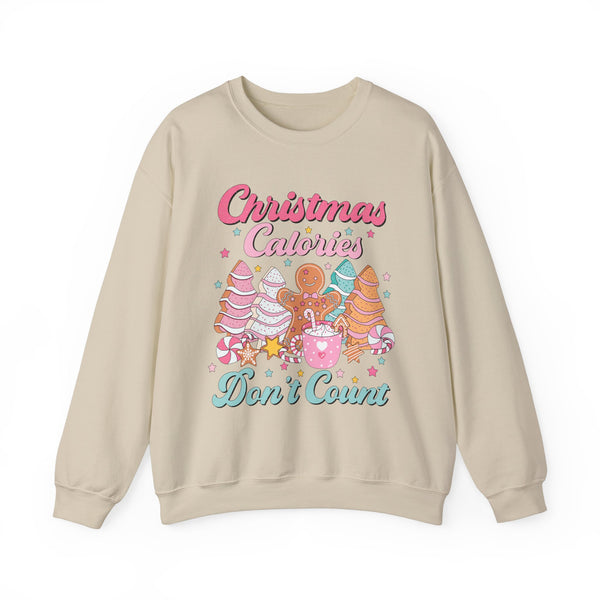 Christmas Calories Don't Count Crewneck Sweatshirt - Fun Gingerbread & Treats Christmas Sweater