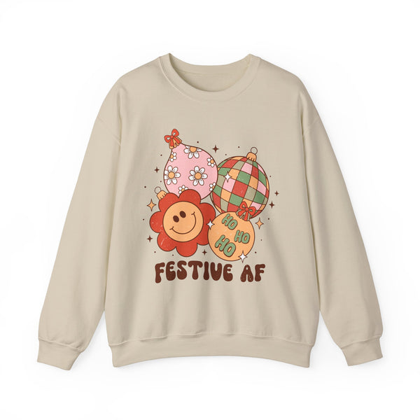 Festive AF Ornaments Crewneck Sweatshirt - Cute Holiday Decorations Christmas Sweater