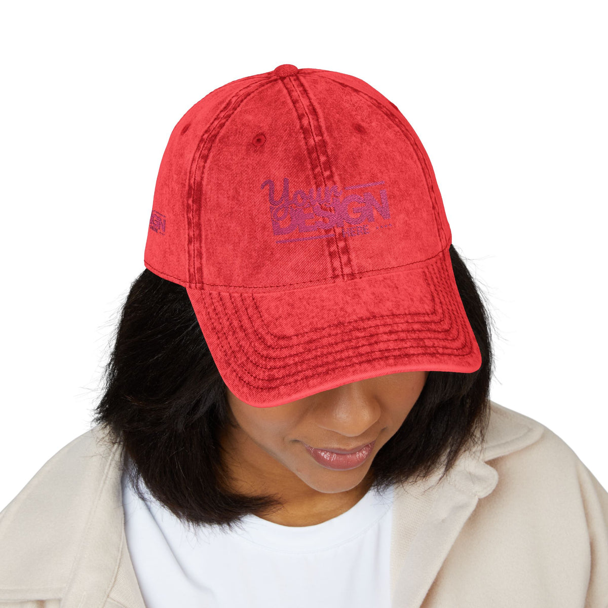 Vintage Embroidered Cap – ‘You’ Script Distressed Baseball Hat, Personalized Retro Dad Hat for Men & Women