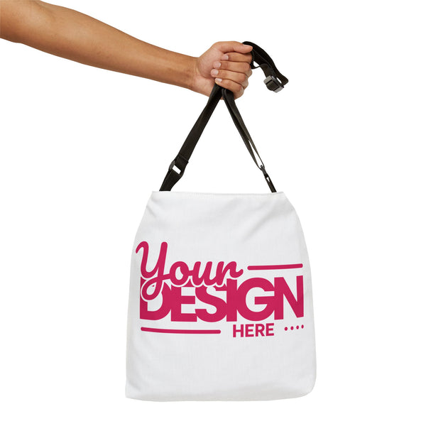 Adjustable Tote Bag – Customizable ‘Your Design Here’ Pink Logo Shoulder Tote, Personalized Reusable Bag for Work, Travel & Everyday Use