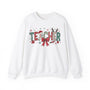 Teacher Christmas T-Shirt – Festive Holiday Graphic Tee with Santa Hat, Bow, and Snowflakes