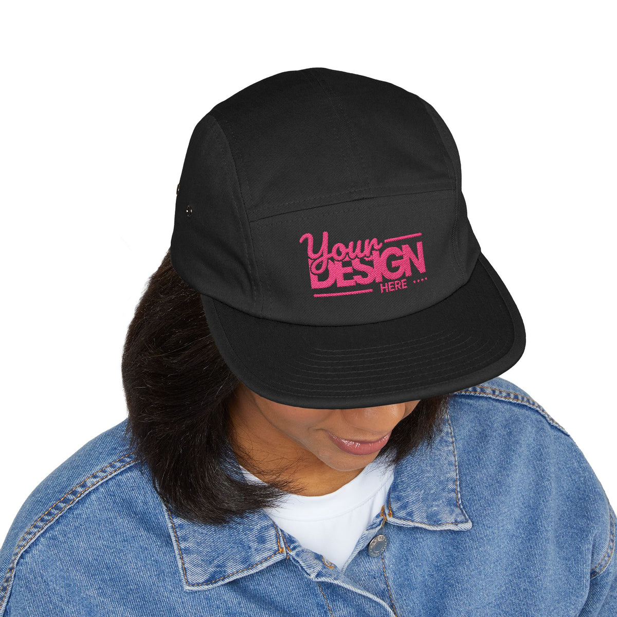 Custom Five-Panel Hat – Personalized Embroidered Cotton Cap, Low-Profile Streetwear Strapback with Front & Back Logo Design