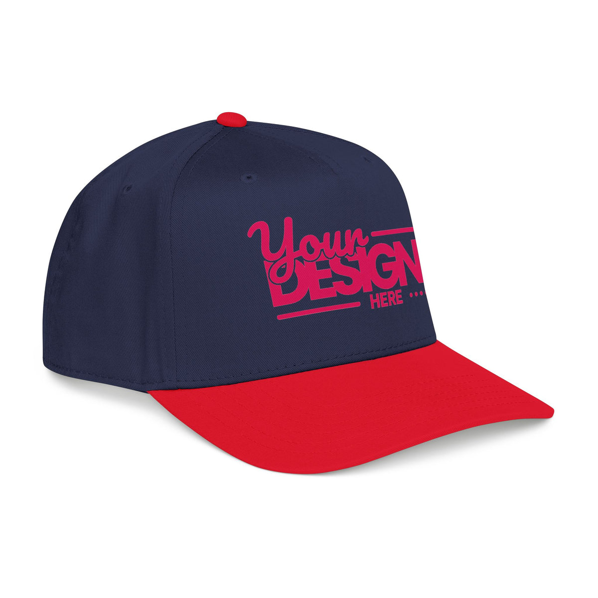 Custom Structured Baseball Cap – Personalized 5-Panel Snapback with Embroidered or Printed Design, Mid-Profile Custom Logo Ha