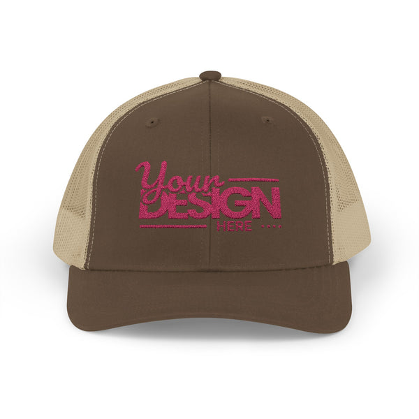 Sparkle Mesh Trucker Cap – Custom ‘Your Design Here’ Embroidered Snapback, Personalized Glitter Hat for Women & Events