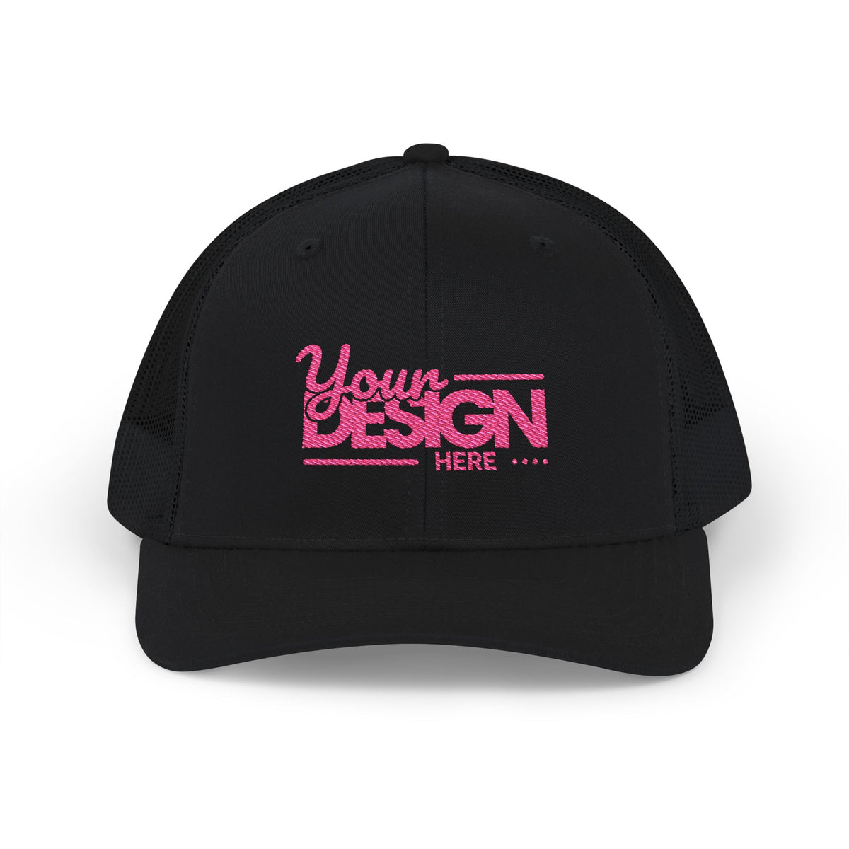 Embroidered Trucker Cap – Custom ‘Your Design Here’ Snapback, Personalized Mesh Baseball Hat for Men & Women