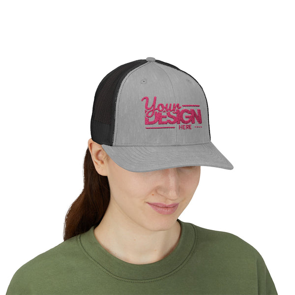 Sparkle Mesh Trucker Cap – Custom ‘Your Design Here’ Embroidered Snapback, Personalized Glitter Hat for Women & Events
