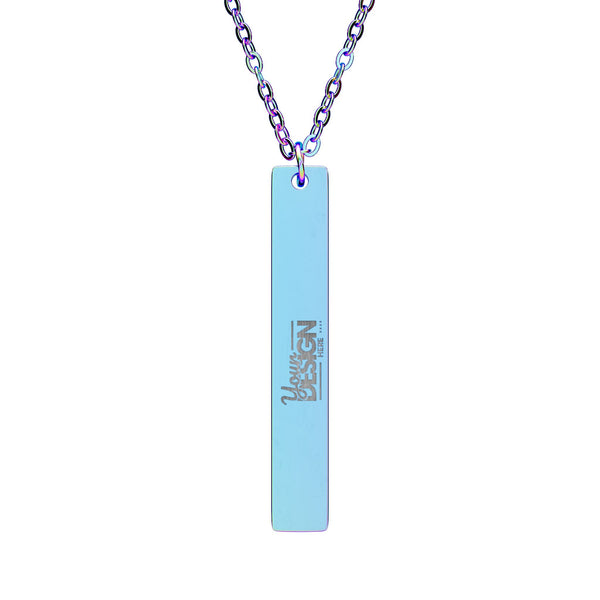 Engravable Vertical Bar Necklace Personalized Sterling Black Stainless Pendant by Printify