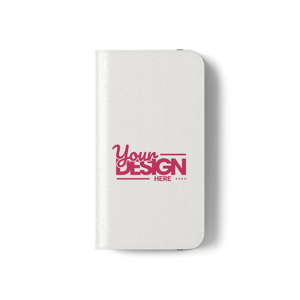 Customizable Flip Phone Wallet Case – ‘Your Design Here’ Folio Cover with Card Holder, Personalized Phone Case for iPhone