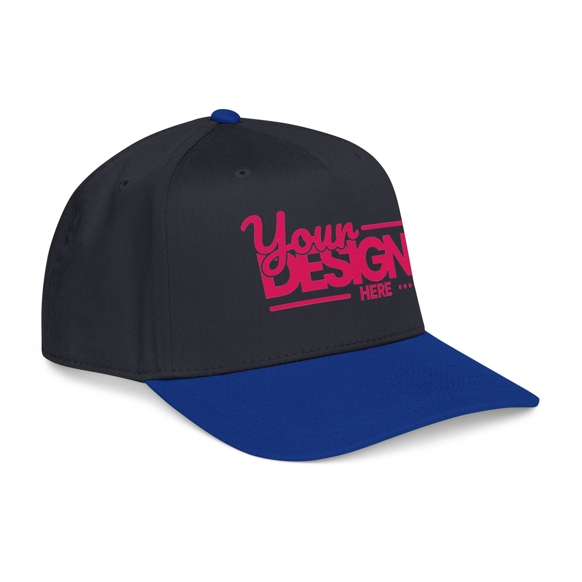 Custom Structured Baseball Cap – Personalized 5-Panel Snapback with Embroidered or Printed Design, Mid-Profile Custom Logo Ha