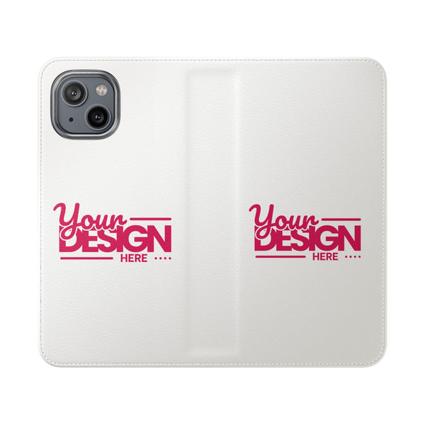 Customizable Flip Phone Wallet Case – ‘Your Design Here’ Folio Cover with Card Holder, Personalized Phone Case for iPhone