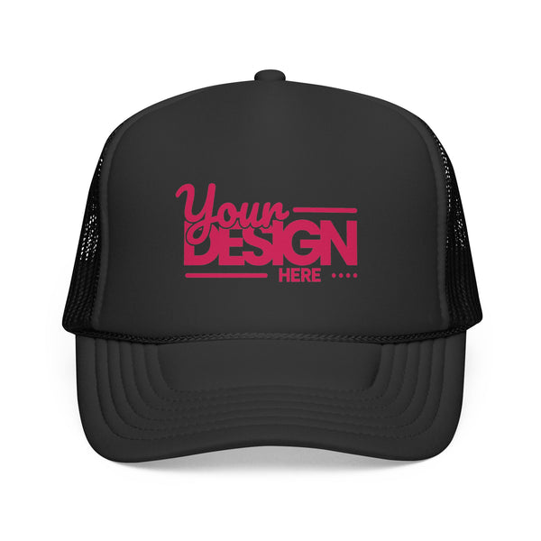 Custom Trucker Hat – Embroidered ‘Your Design Here’ Retro Script Cap, Personalized Mesh Snapback in Multiple Colors for Men & Women