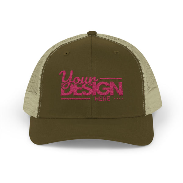 Sparkle Mesh Trucker Cap – Custom ‘Your Design Here’ Embroidered Snapback, Personalized Glitter Hat for Women & Events