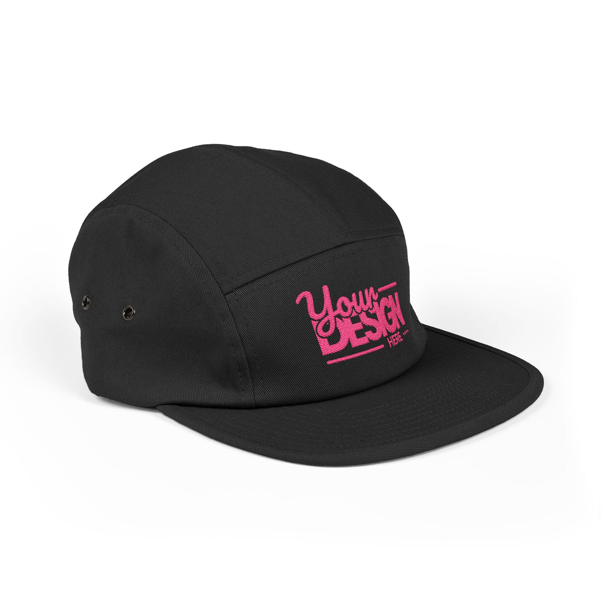Custom Five-Panel Hat – Personalized Embroidered Cotton Cap, Low-Profile Streetwear Strapback with Front & Back Logo Design